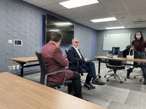 Mike Wagner interviewing Lew Friedland