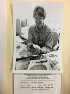 Sharon Dunwoody with a dinosaur egg