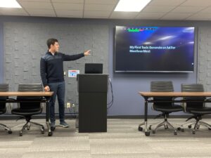 Ben Newman (JBA’24) presented to faculty and TAs about leveraging generative AI in academia. Newman spoke about how to use ChatGPT, Gamma and MagicSchool to assist in creating lesson plans, slide decks , lesson feedback and more.